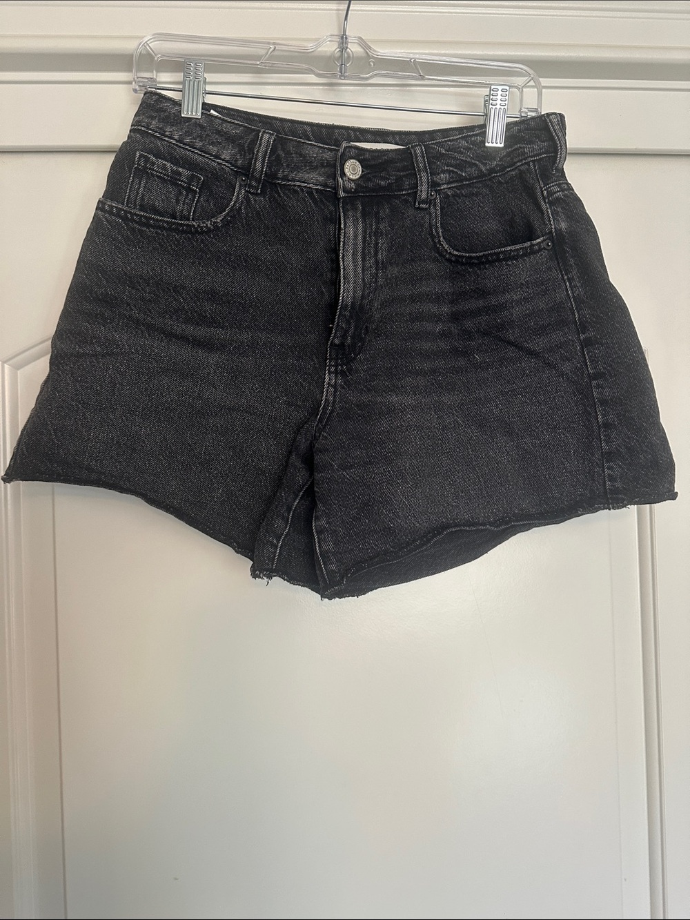 PacSun Black High-Rise Raw Hem Denim Shorts